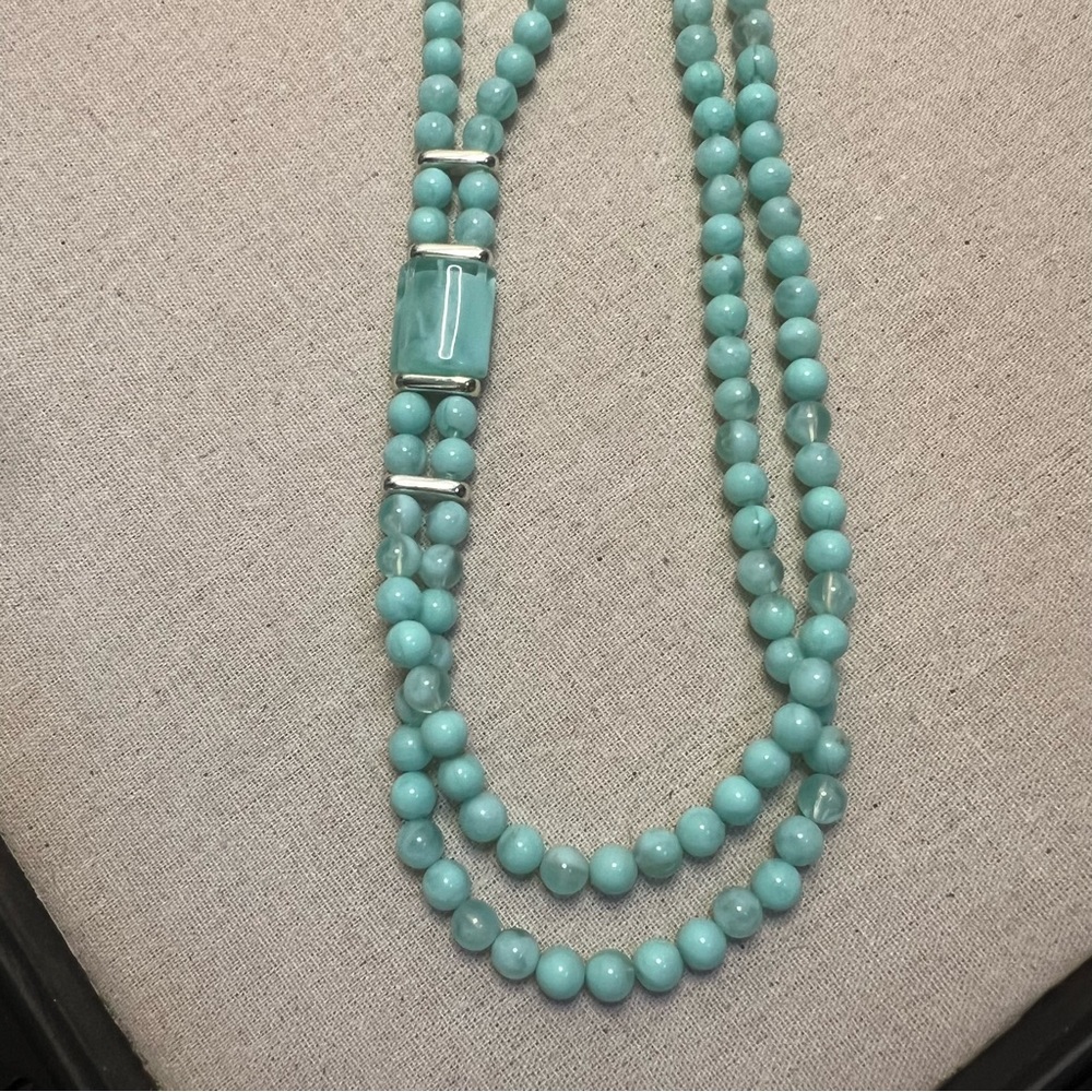 Vintage Mint Marbled Bead Statement Necklace From… - image 2